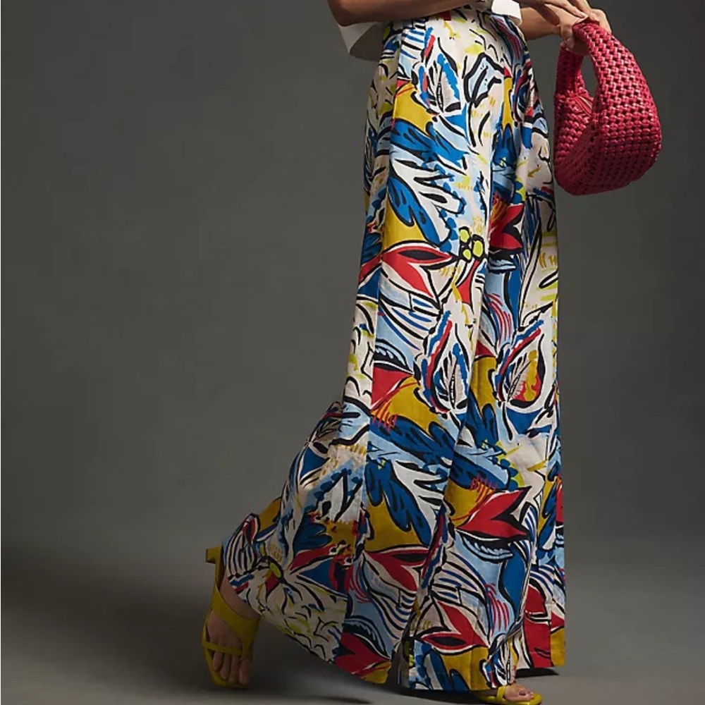 Corey Lynn Calter Asymmetrical pants with Bold Floral Print